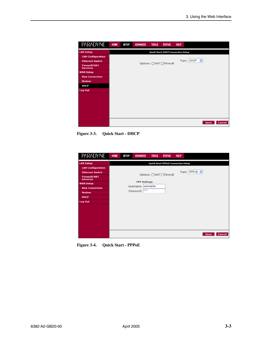 Paradyne 6382 manual Quick Start Dhcp 