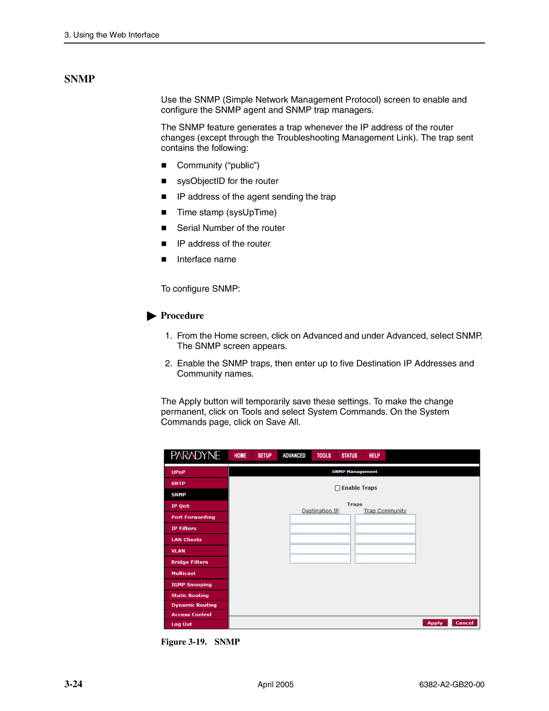 Paradyne 6382 manual Snmp 