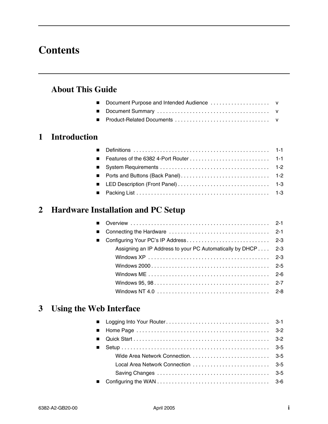 Paradyne 6382 manual Contents 