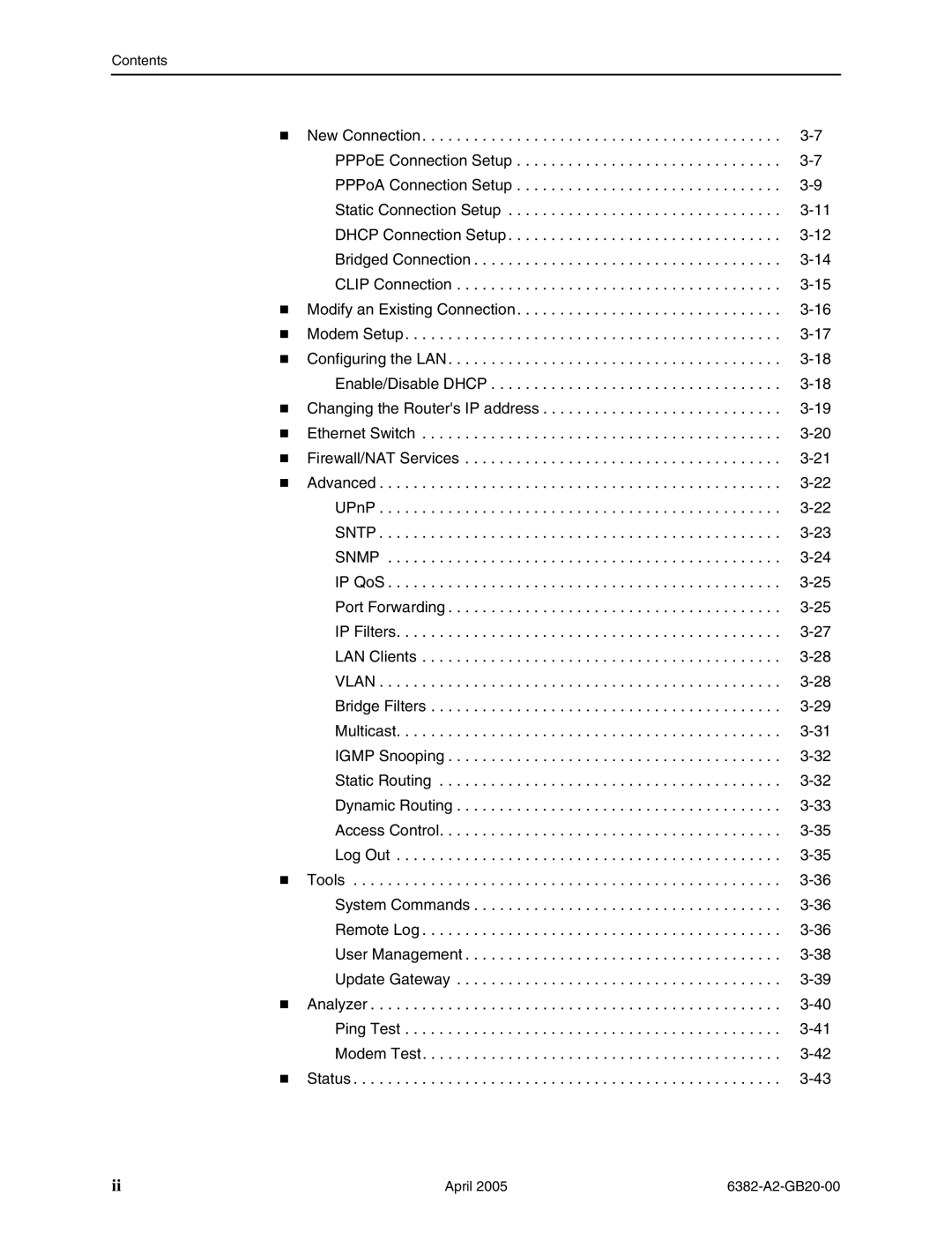 Paradyne 6382 manual Contents 