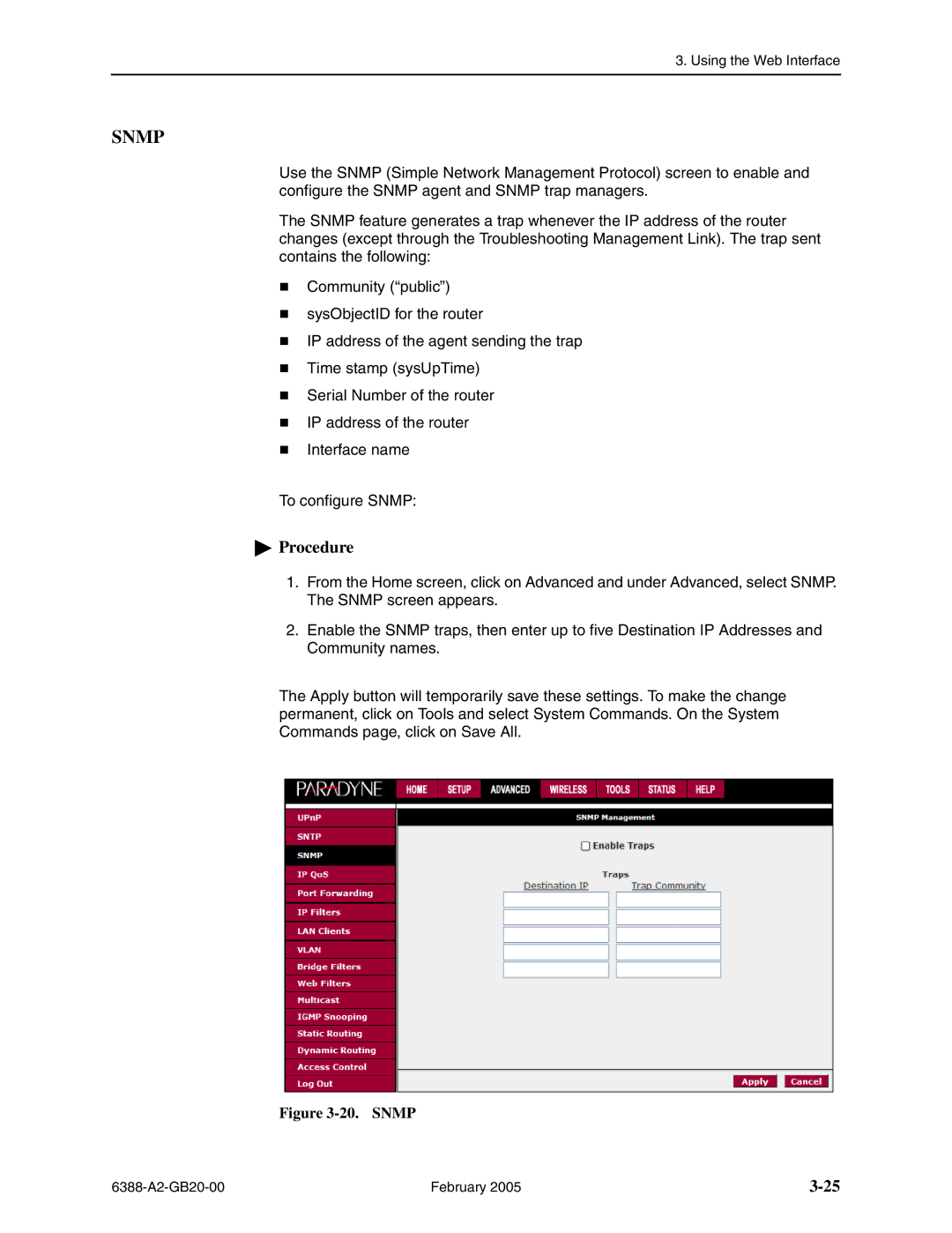 Paradyne 6388 manual Snmp 