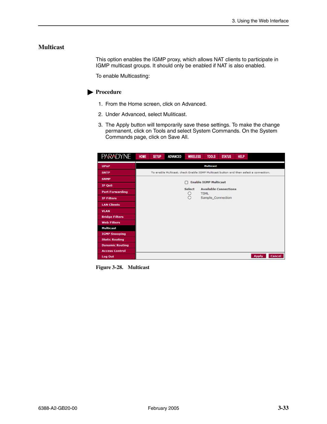 Paradyne 6388 manual Multicast 