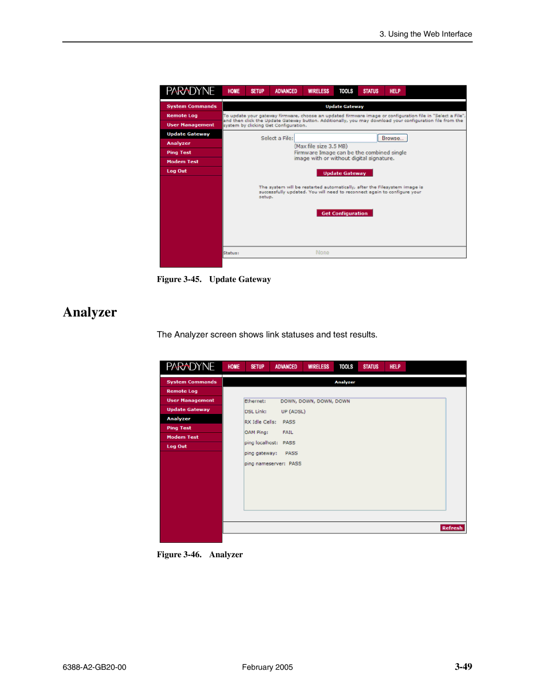 Paradyne 6388 manual Analyzer, Update Gateway 