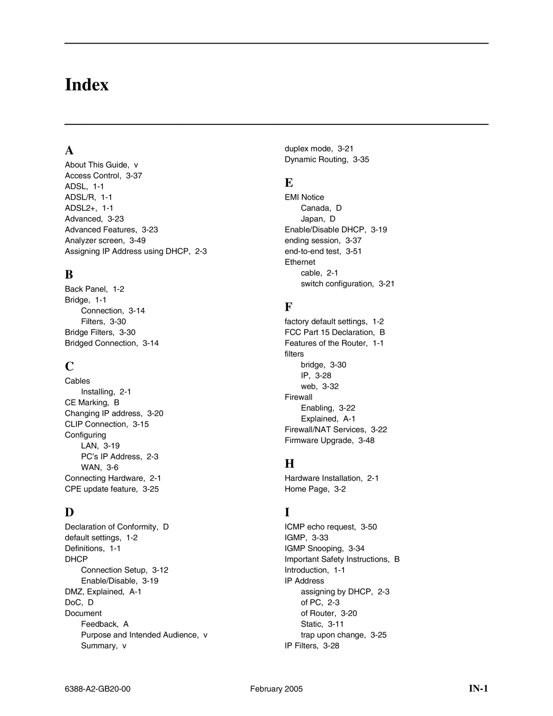 Paradyne 6388 manual Index 