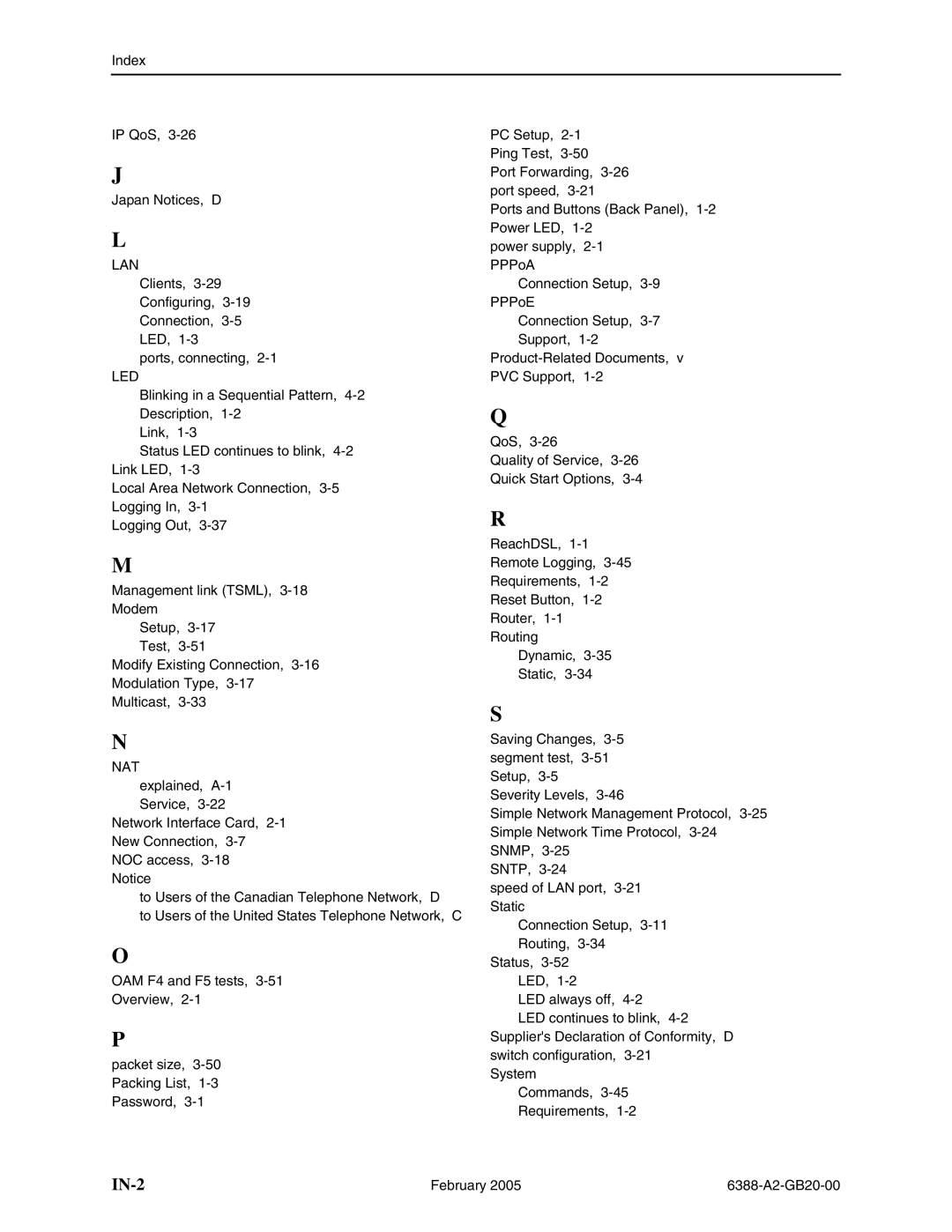 Paradyne 6388 manual IN-2 