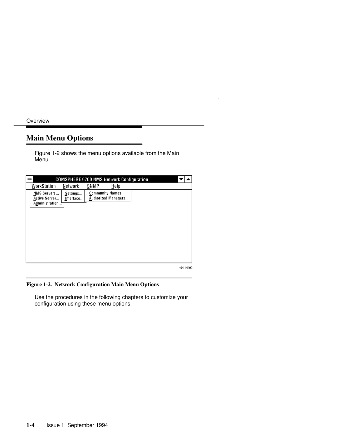 Paradyne 6700-A2-GB22-00 manual Network Configuration Main Menu Options 