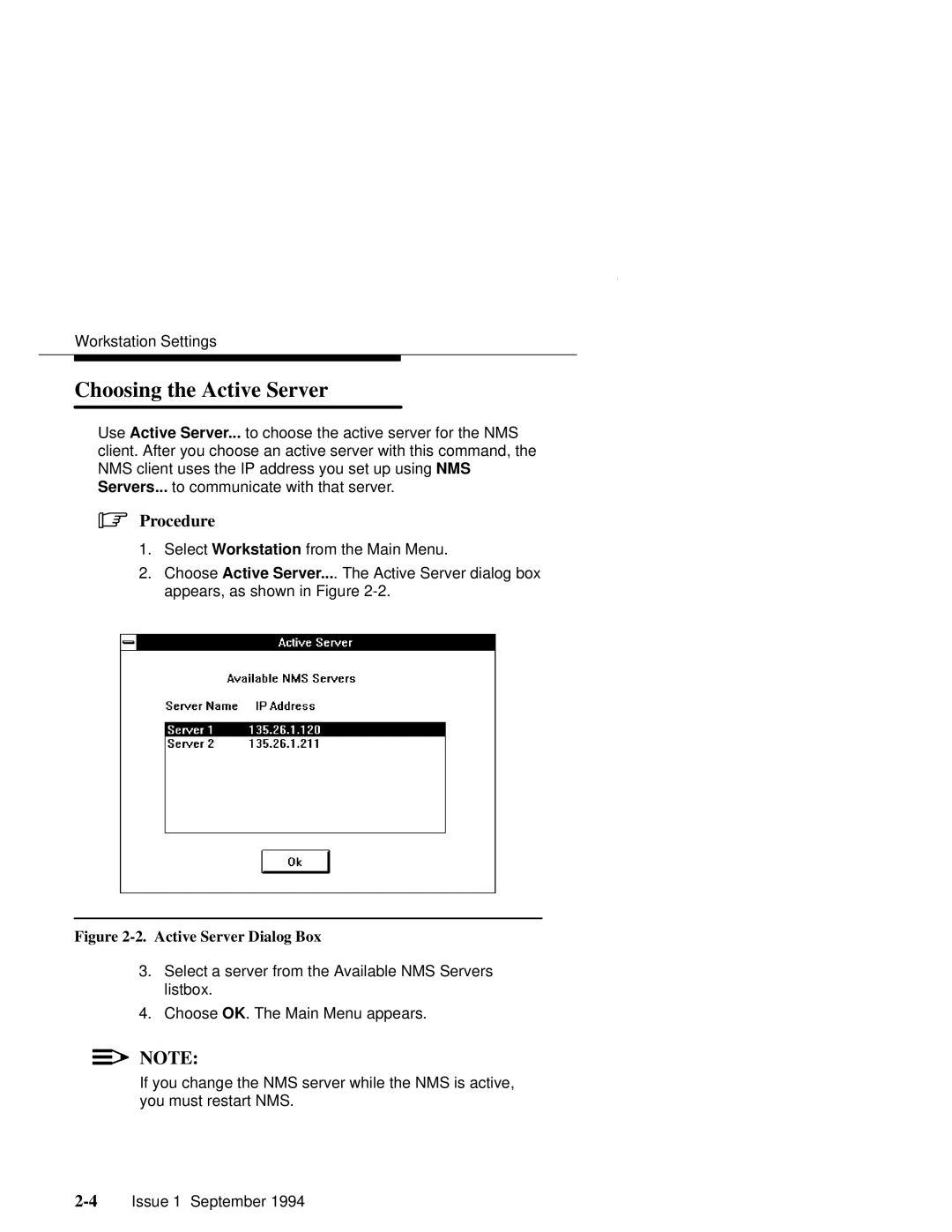 Paradyne 6700-A2-GB22-00 manual Choosing the Active Server, Active Server Dialog Box 