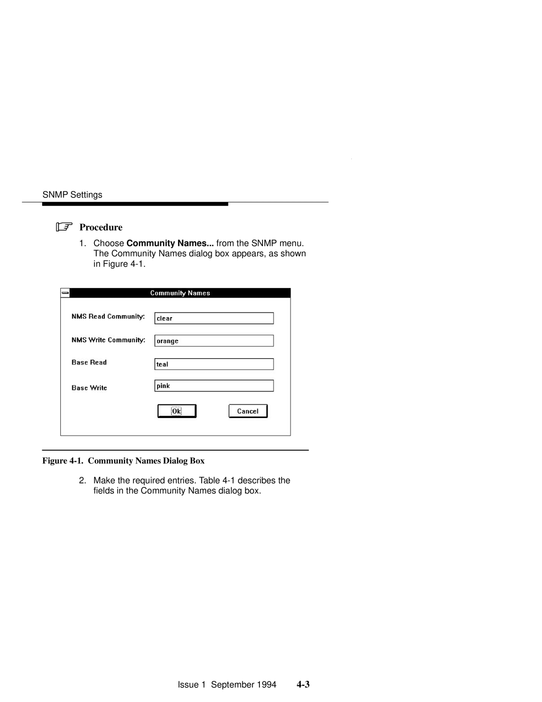 Paradyne 6700-A2-GB22-00 manual Community Names Dialog Box 