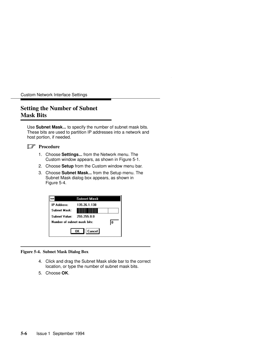 Paradyne 6700-A2-GB22-00 manual Setting the Number of Subnet Mask Bits, Subnet Mask Dialog Box 