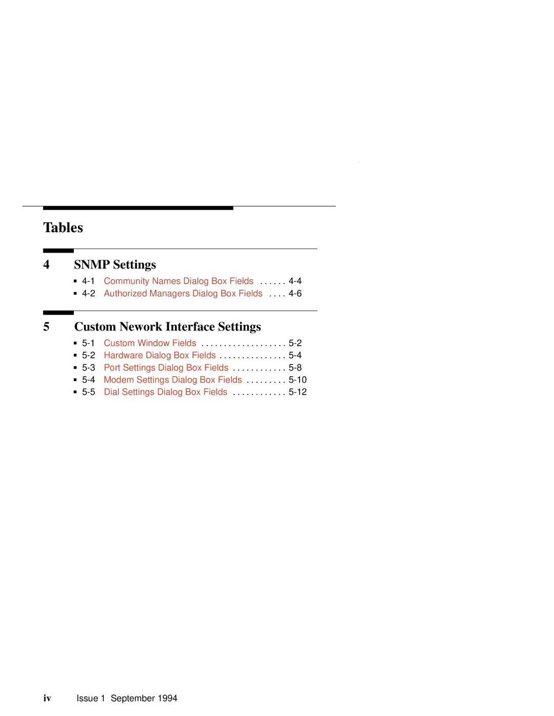 Paradyne 6700-A2-GB22-00 manual Tables, Custom Nework Interface Settings 