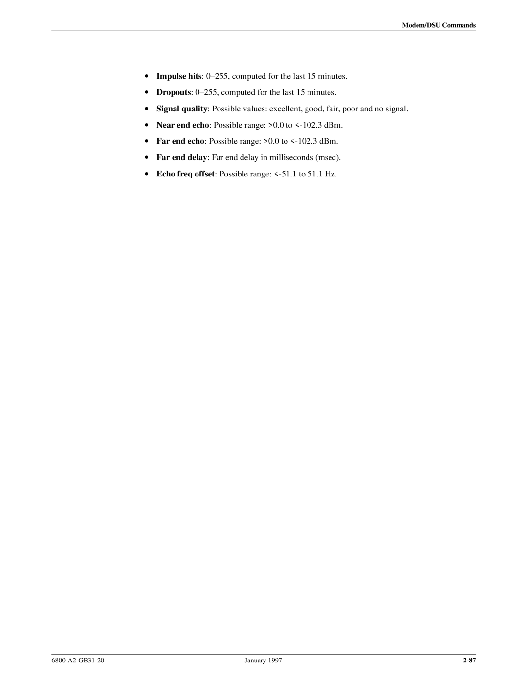 Paradyne 6800 manual Modem/DSU Commands 