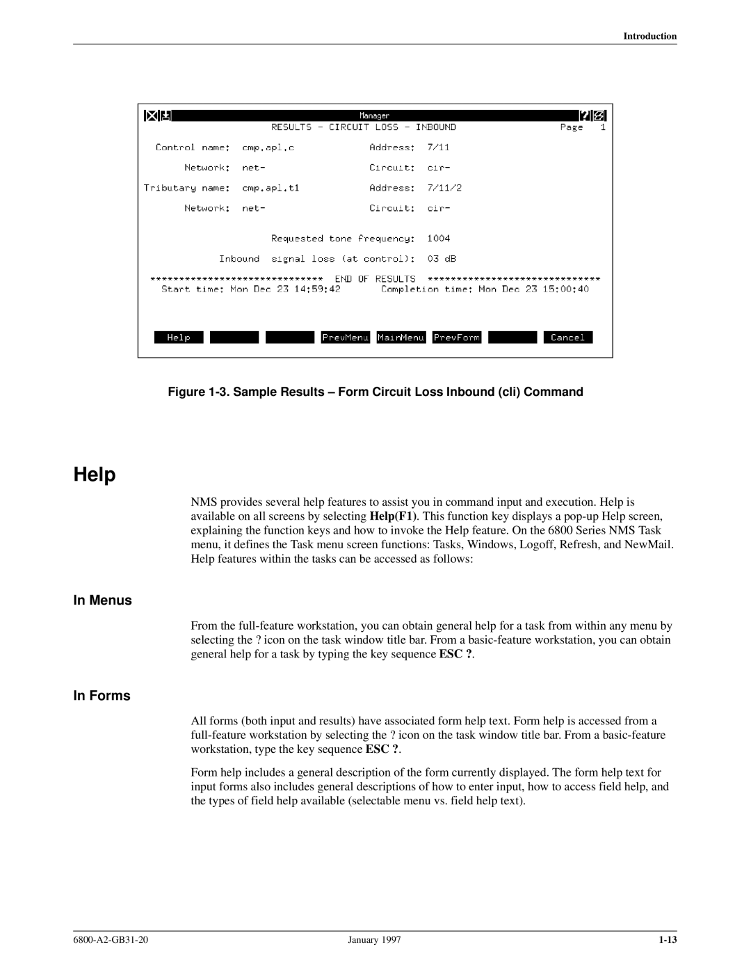 Paradyne 6800 manual Help, Menus, Forms 