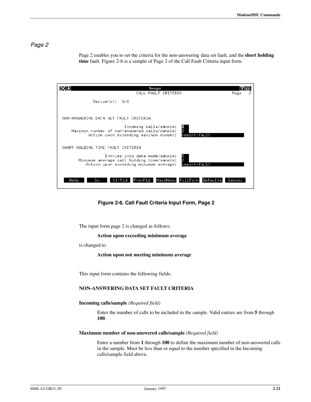 Paradyne 6800 manual Action upon exceeding minimum average, Action upon not meeting minimum average 