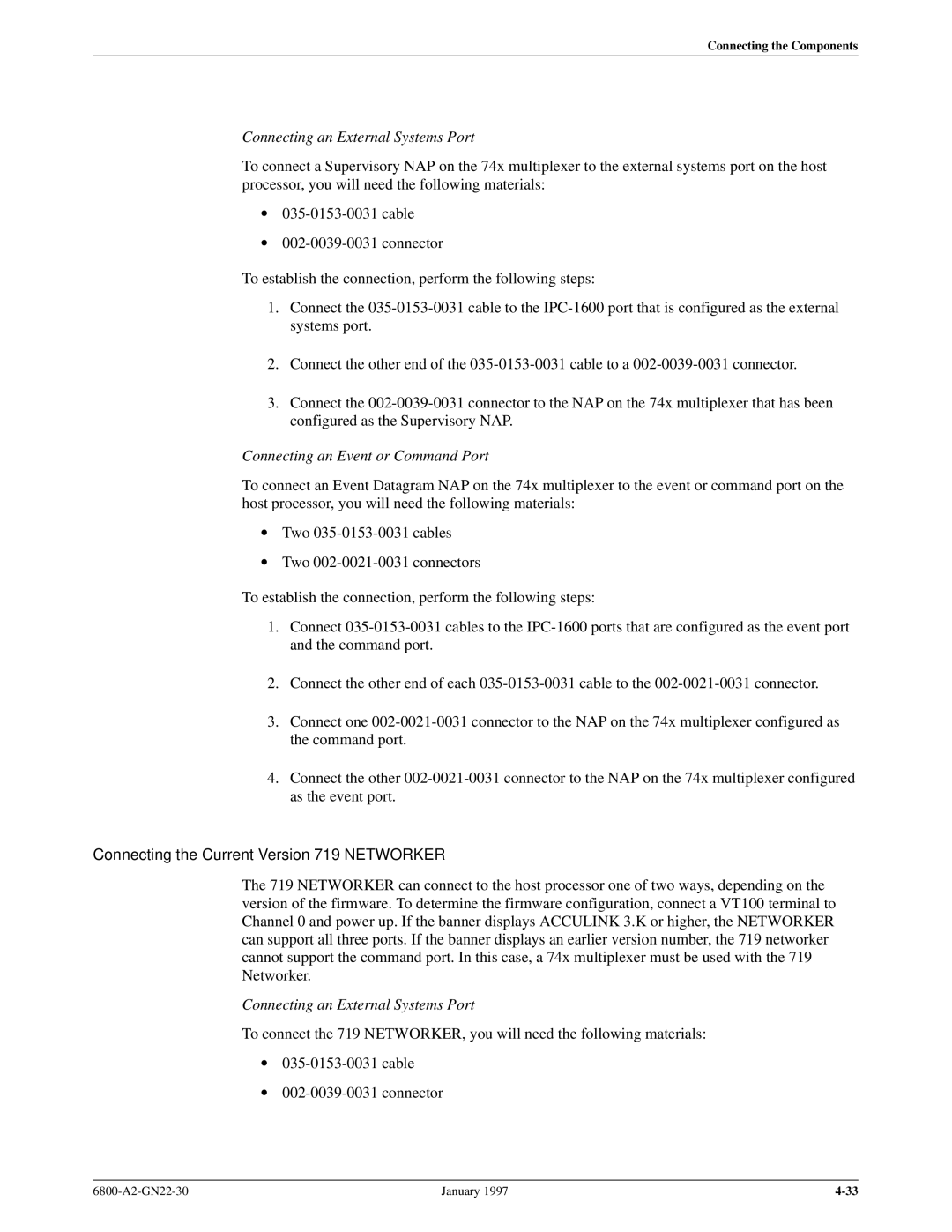 Paradyne 6800 manual Connecting the Current Version 719 Networker 