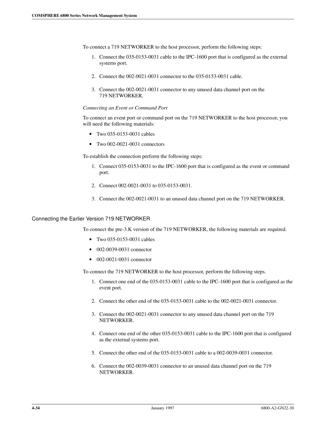 Paradyne 6800 manual Connecting the Earlier Version 719 Networker 