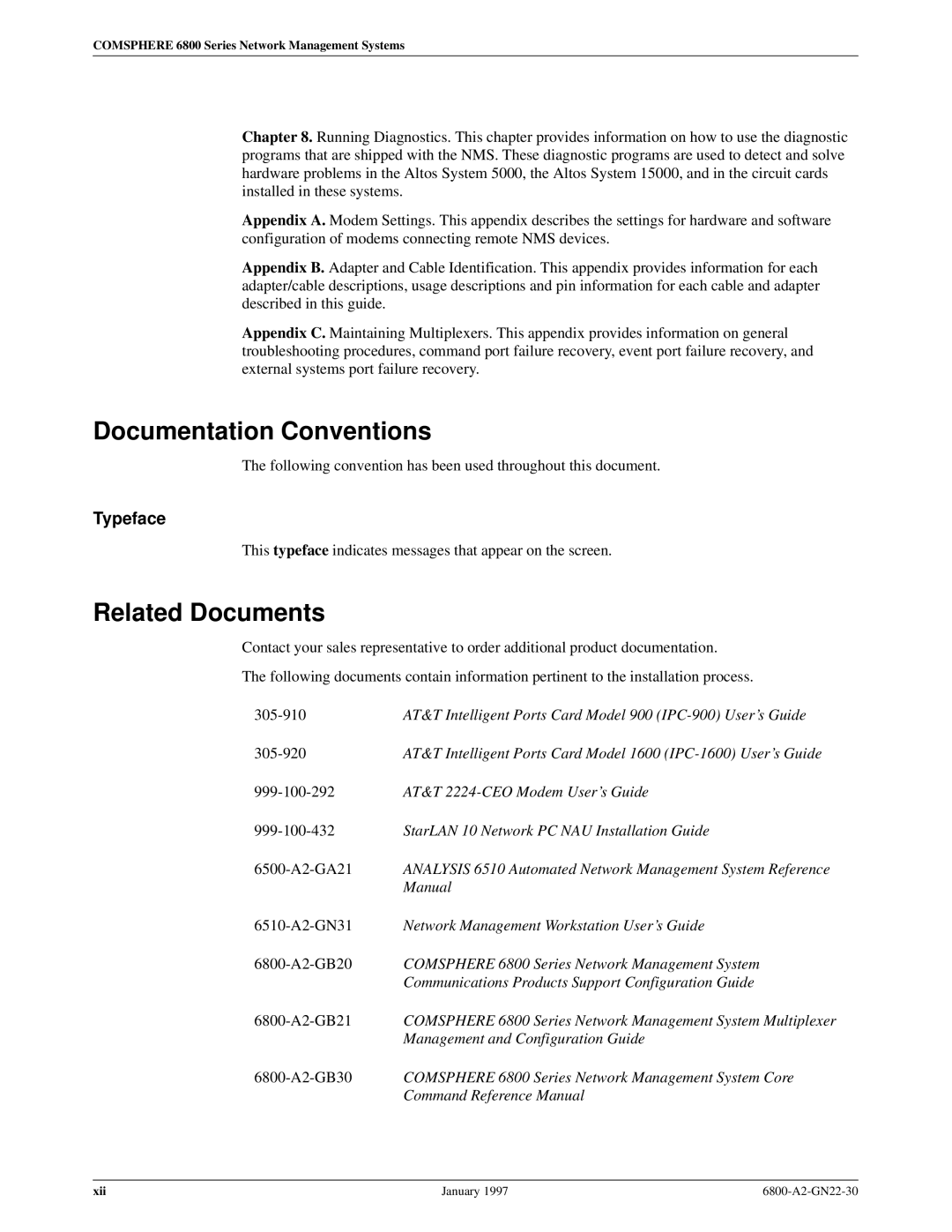 Paradyne 6800 manual Documentation Conventions, Related Documents, Typeface 