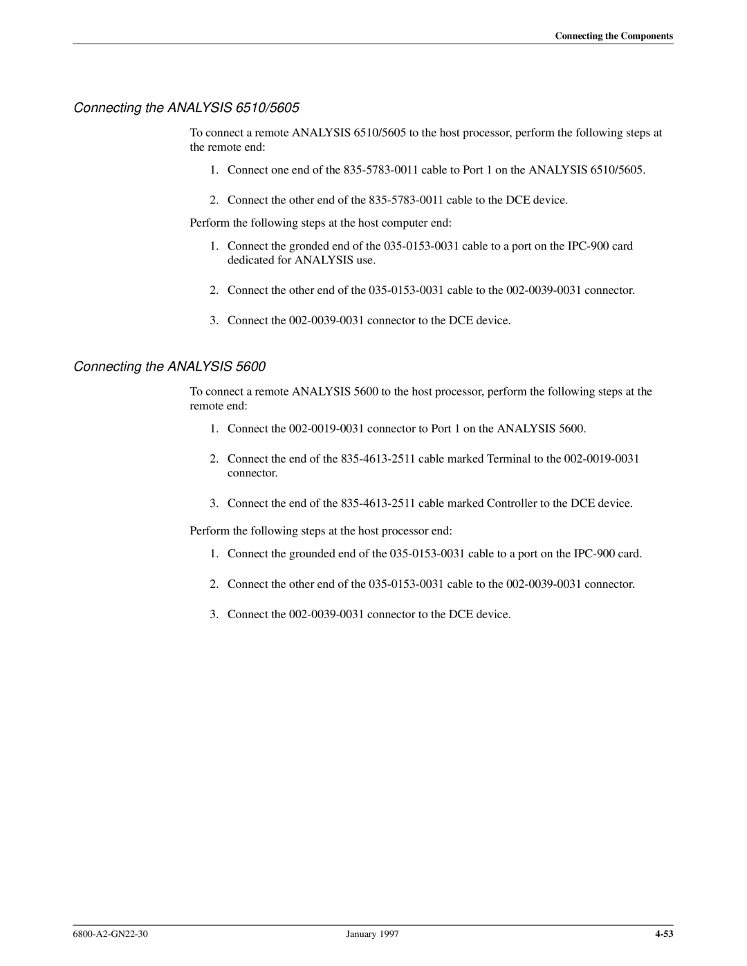 Paradyne 6800 manual Connecting the Analysis 6510/5605 