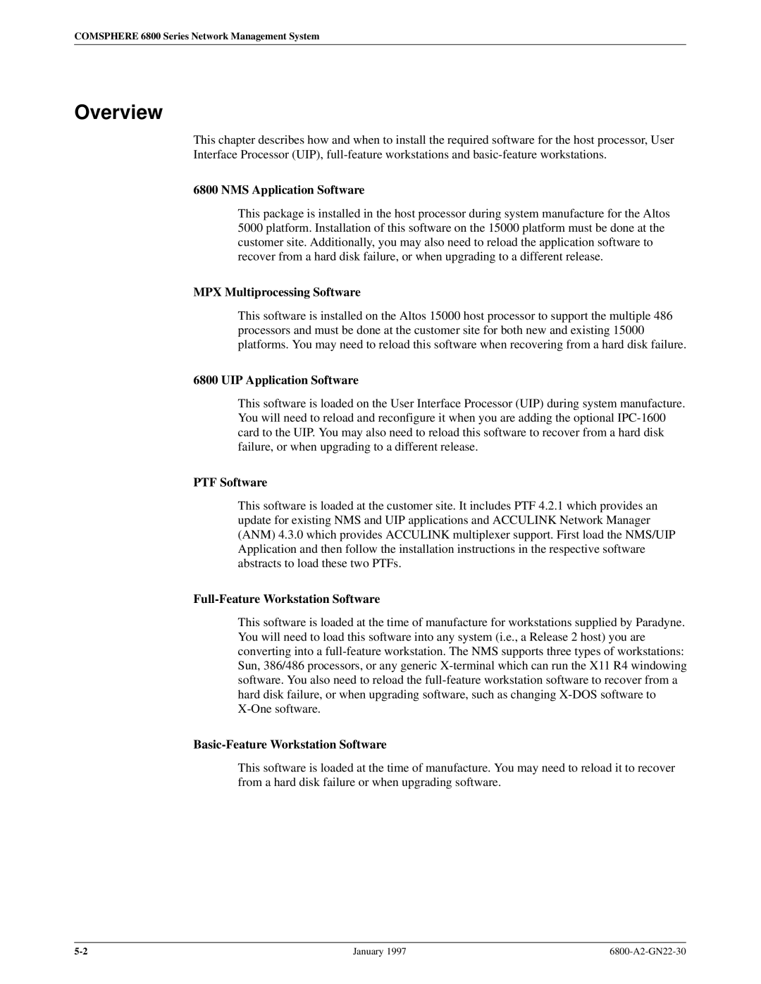 Paradyne 6800 MPX Multiprocessing Software, UIP Application Software, PTF Software, Full-Feature Workstation Software 