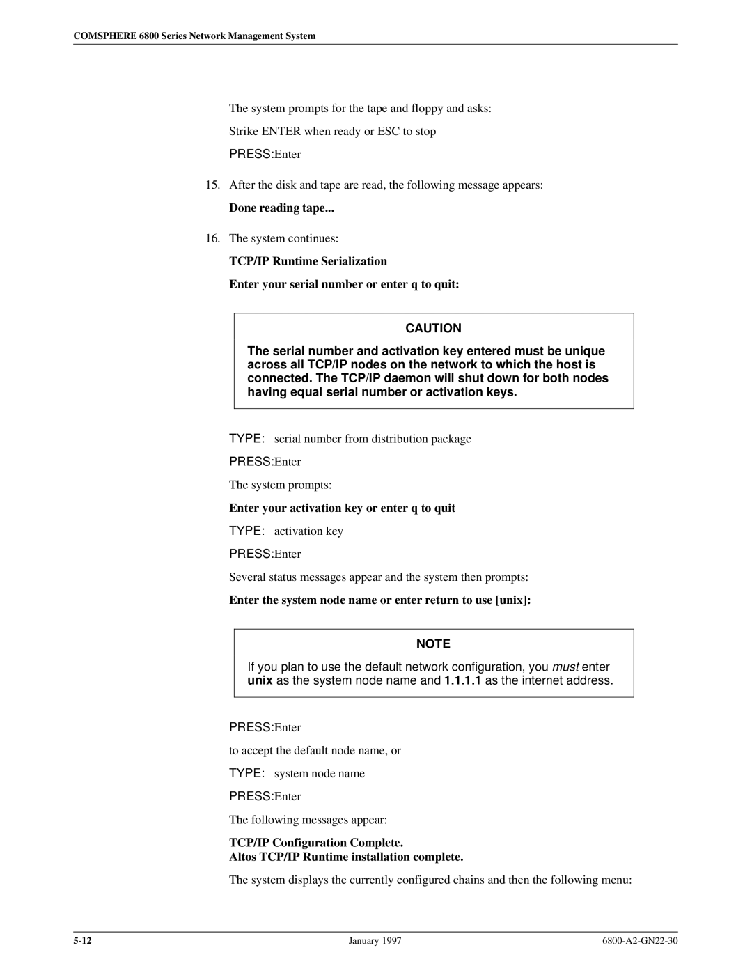 Paradyne 6800 manual Done reading tape, Enter the system node name or enter return to use unix 