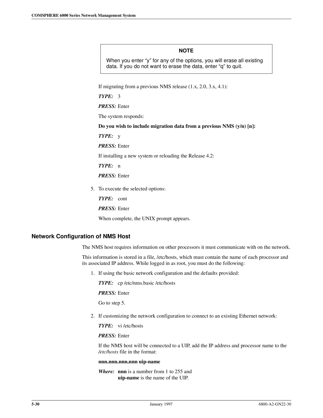 Paradyne 6800 manual Network Configuration of NMS Host, Nnn.nnn.nnn.nnn uip-name 