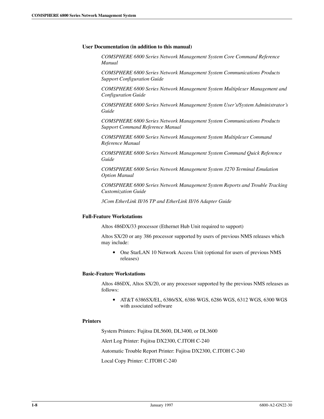 Paradyne 6800 User Documentation in addition to this manual, Full-Feature Workstations, Basic-Feature Workstations 