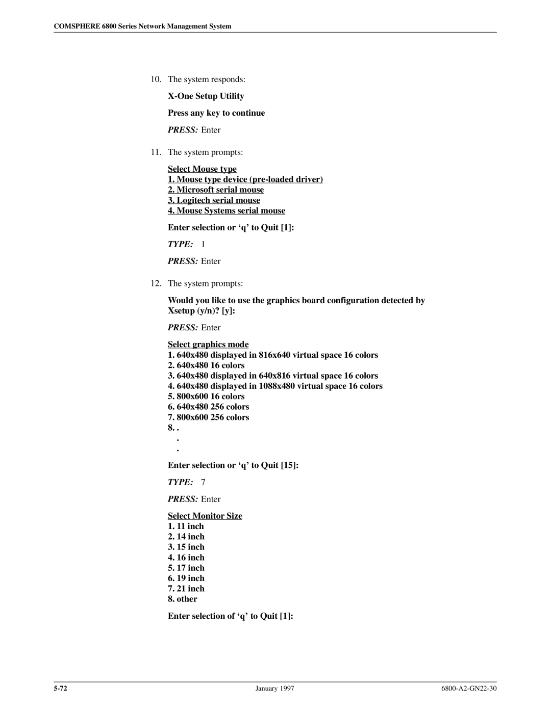 Paradyne 6800 manual Type 