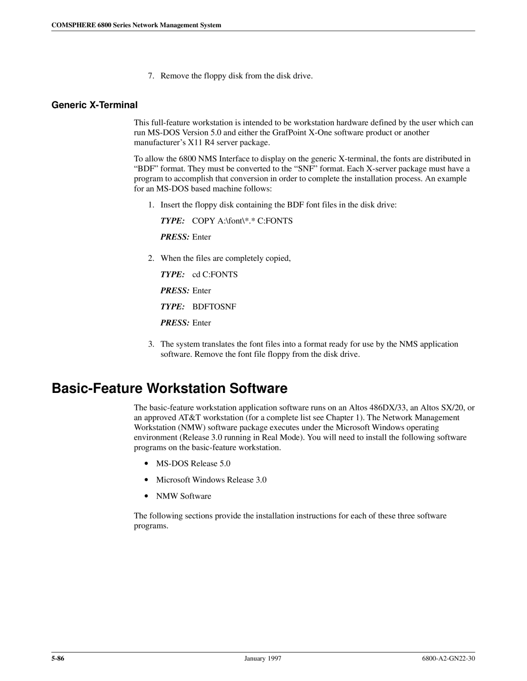 Paradyne 6800 manual Basic-Feature Workstation Software, Generic X-Terminal 