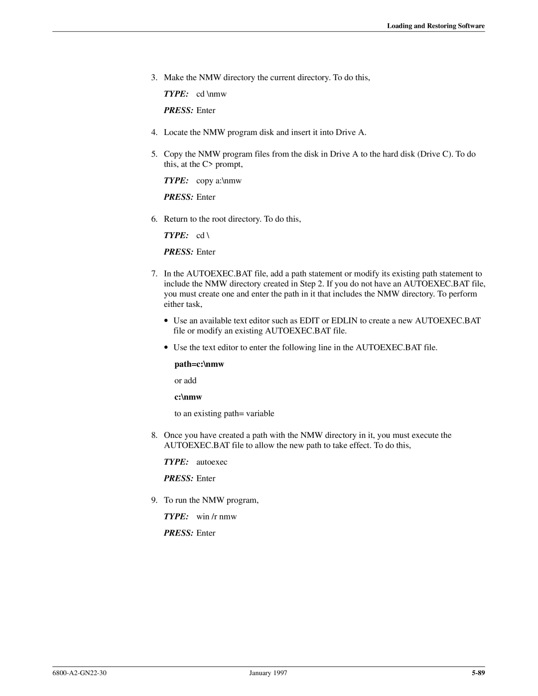 Paradyne 6800 manual Return to the root directory. To do this, Type cd 