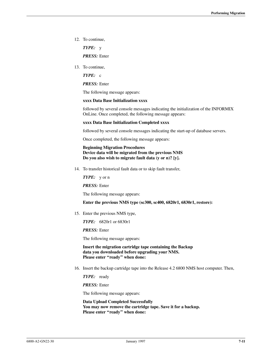 Paradyne 6800 manual Xxxx Data Base Initialization Completed 