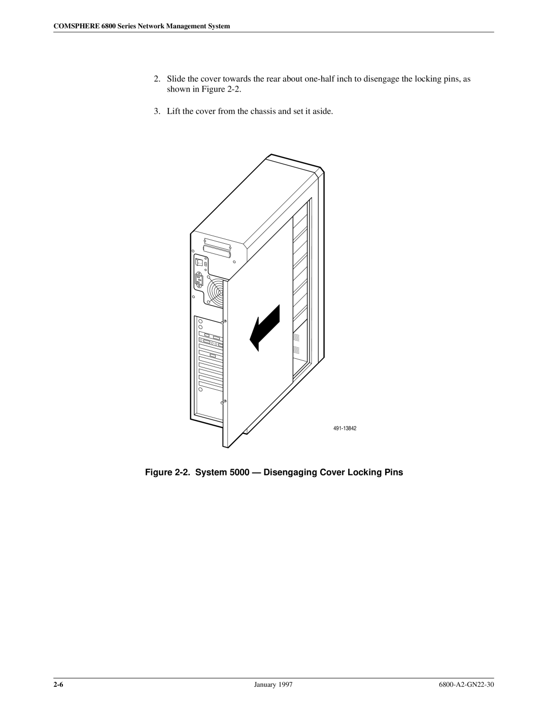 Paradyne 6800 manual System 5000 Ð Disengaging Cover Locking Pins 