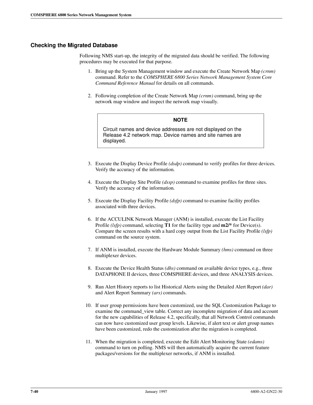 Paradyne 6800 manual Checking the Migrated Database 