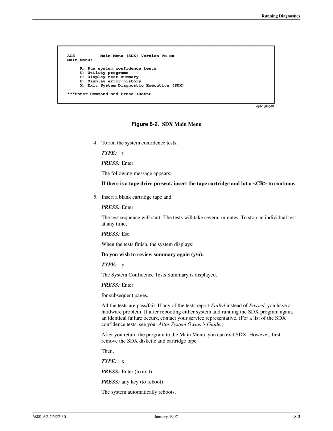 Paradyne 6800 manual SDX Main Menu, Do you wish to review summary again y/n Type y 