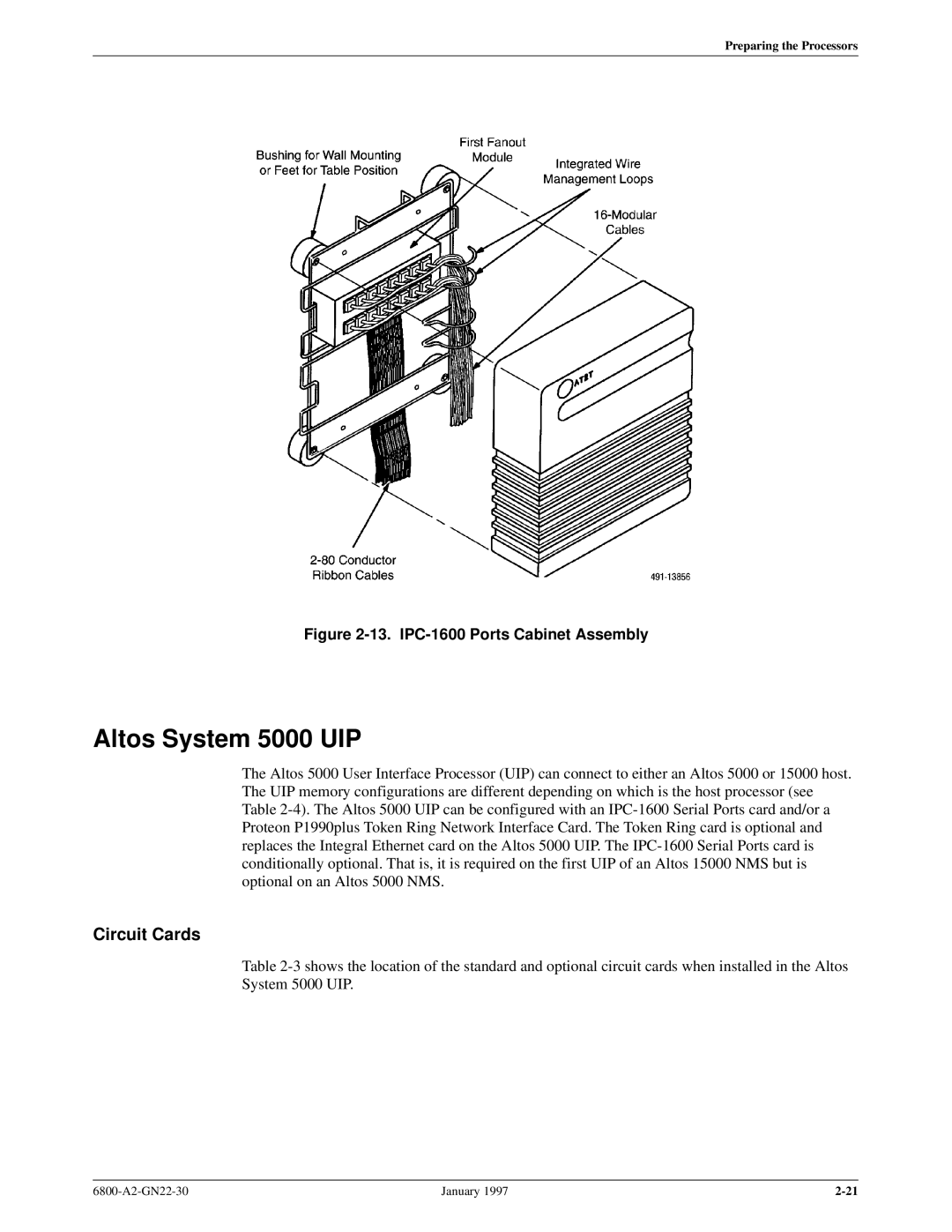 Paradyne 6800 manual Altos System 5000 UIP, IPC-1600 Ports Cabinet Assembly 