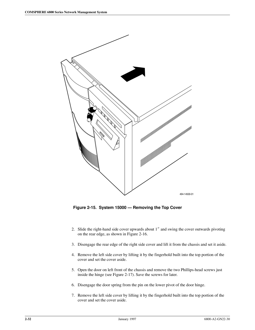 Paradyne 6800 manual System 15000 Ð Removing the Top Cover 