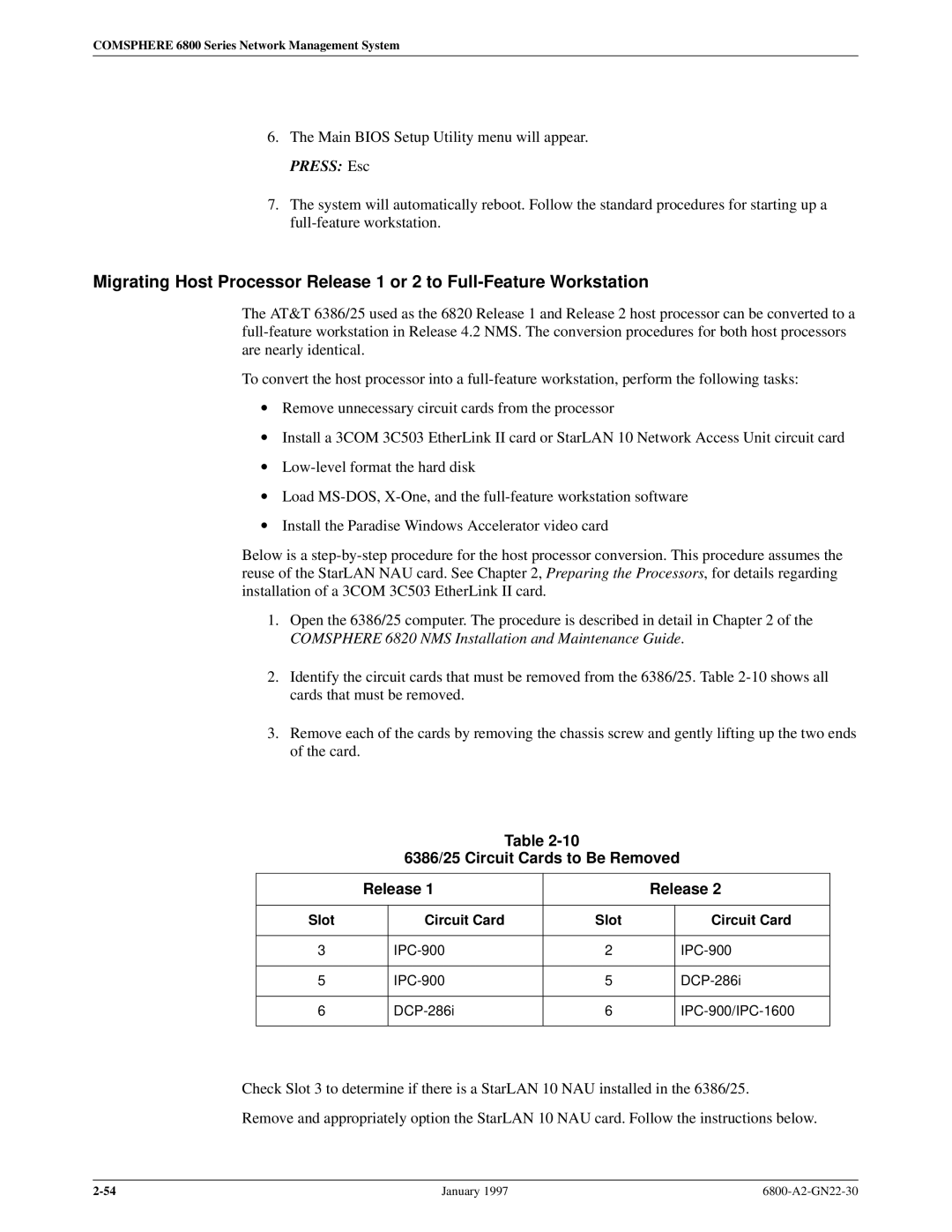 Paradyne 6800 manual 6386/25 Circuit Cards to Be Removed Release 