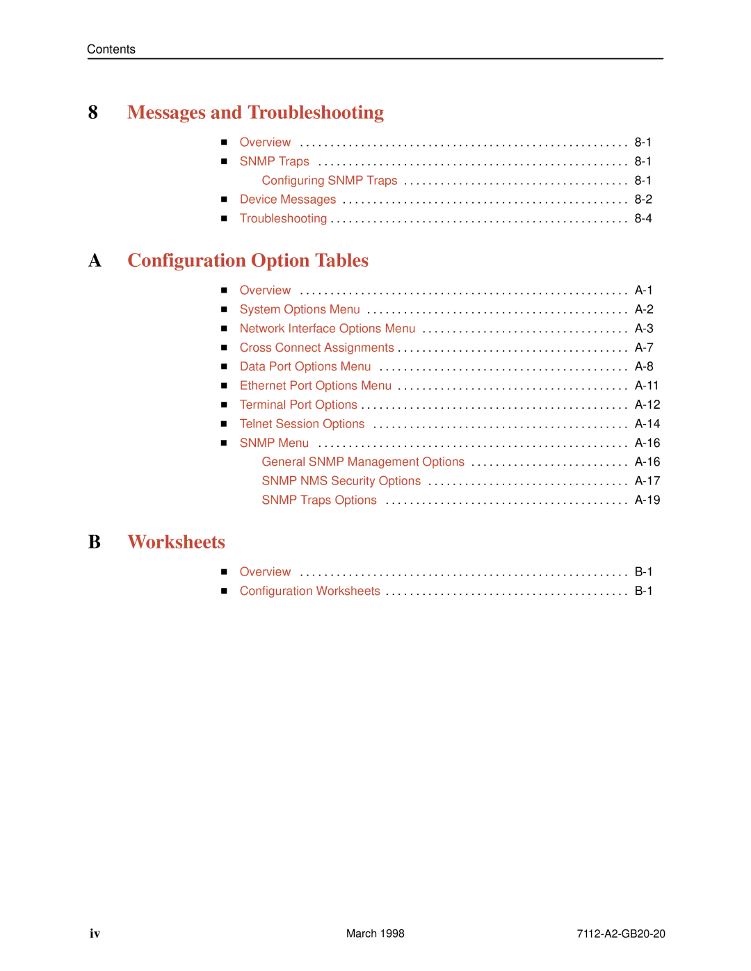 Paradyne 7112 manual Messages and Troubleshooting 