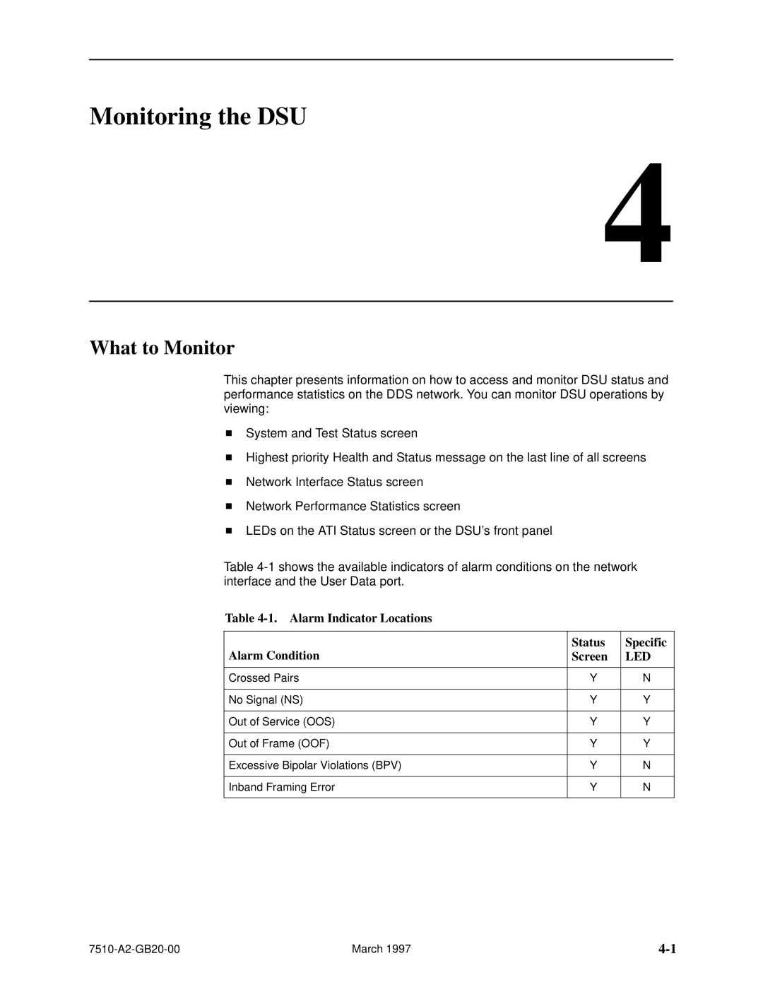 Paradyne 727 manual Monitoring the DSU, What to Monitor 