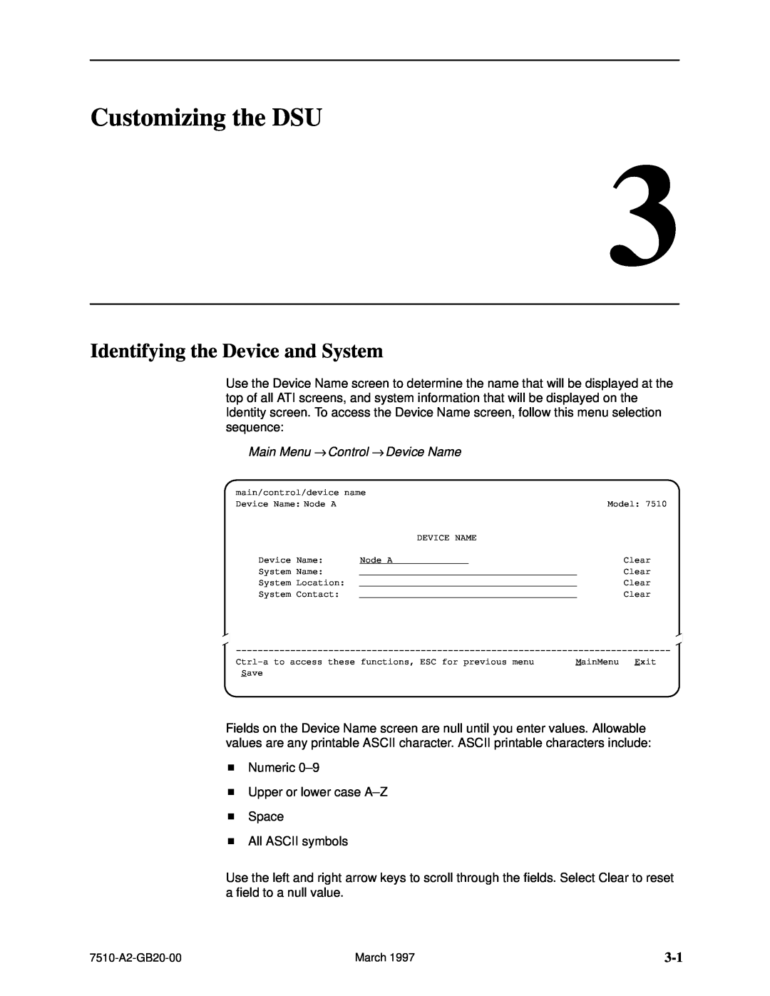 Paradyne 727 manual Customizing the DSU, Identifying the Device and System 