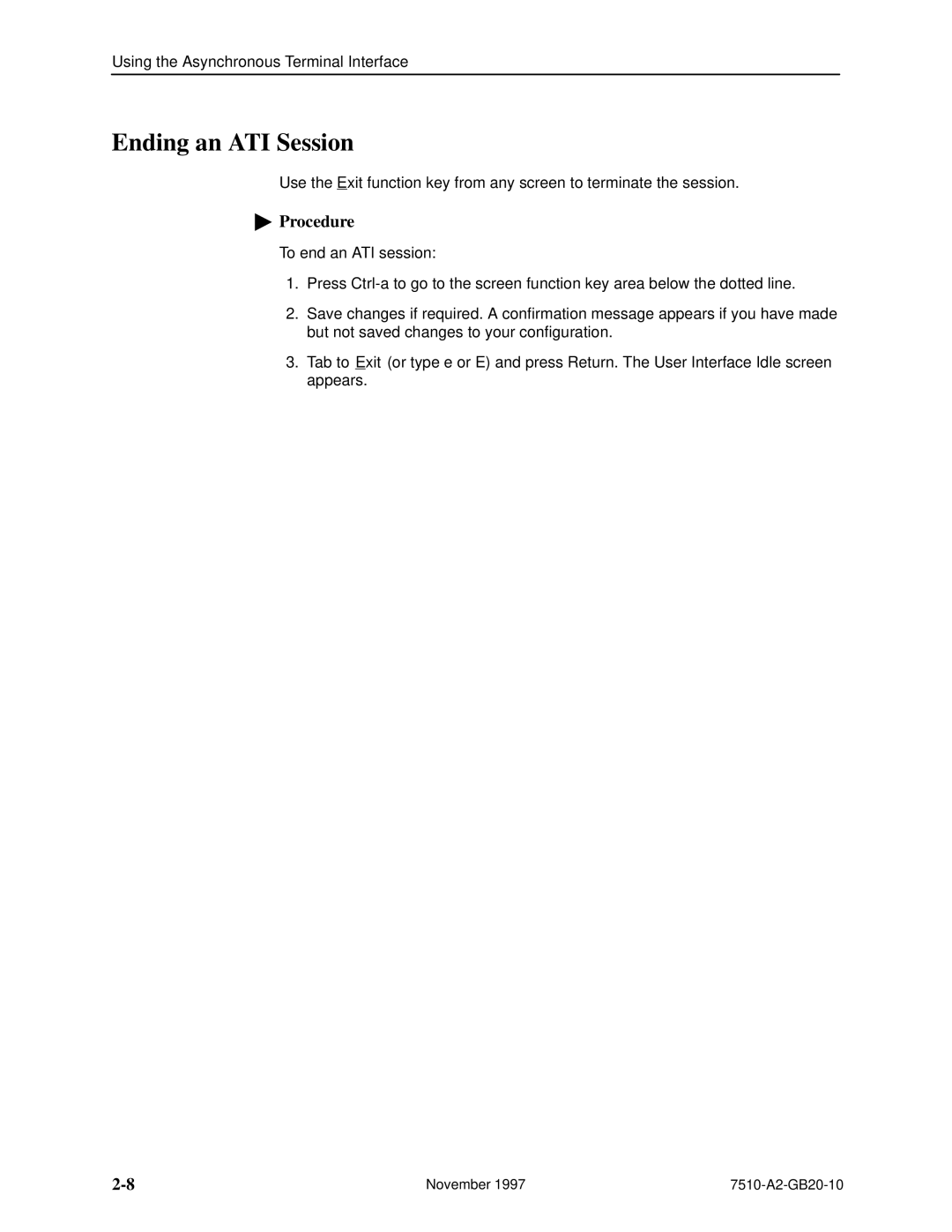 Paradyne 7510 DSU manual Ending an ATI Session 