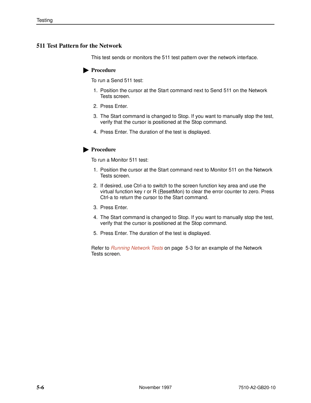 Paradyne 7510 DSU manual Test Pattern for the Network 