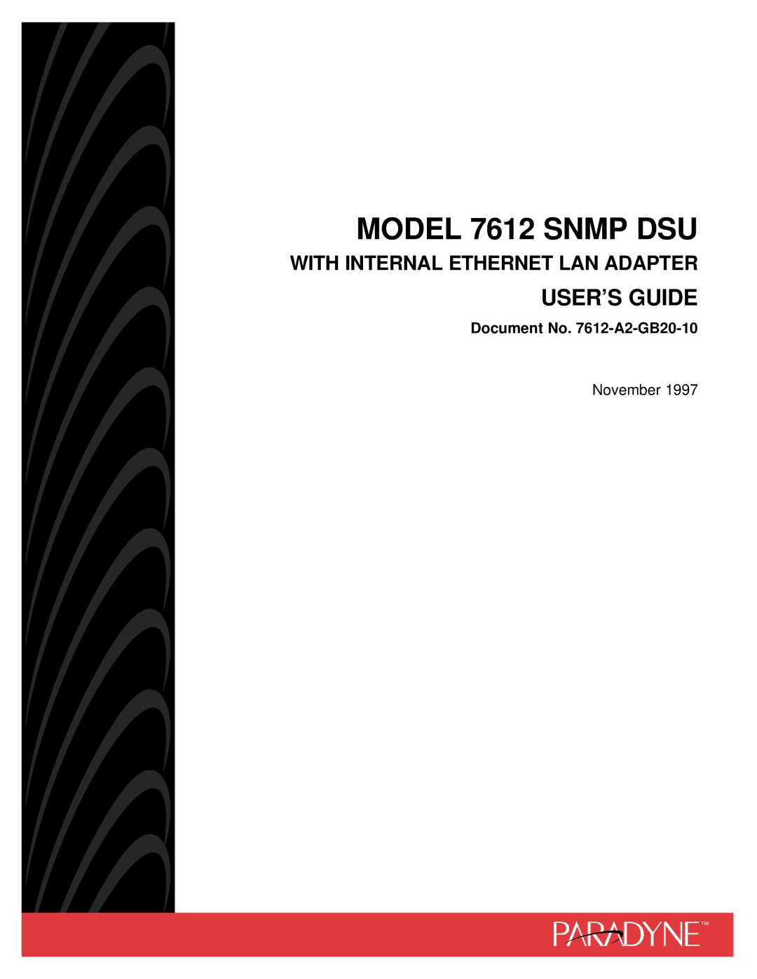 Paradyne 7612 SNMP DSU manual Model 7612 Snmp DSU 