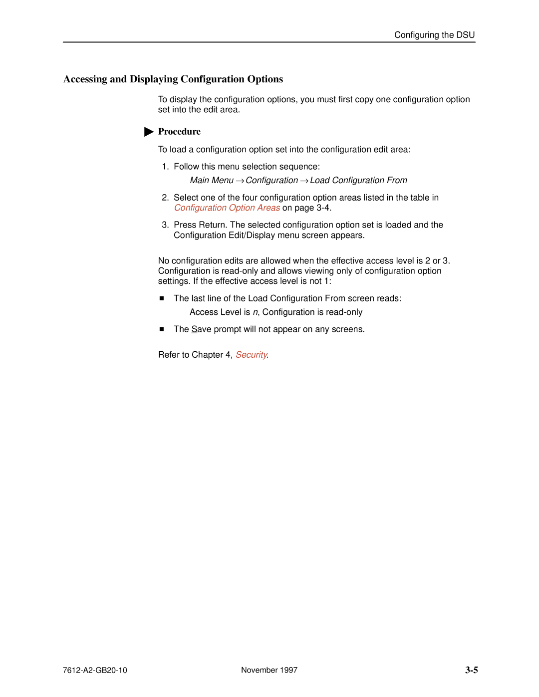 Paradyne 7612 SNMP DSU Accessing and Displaying Configuration Options, Main Menu → Configuration → Load Configuration From 