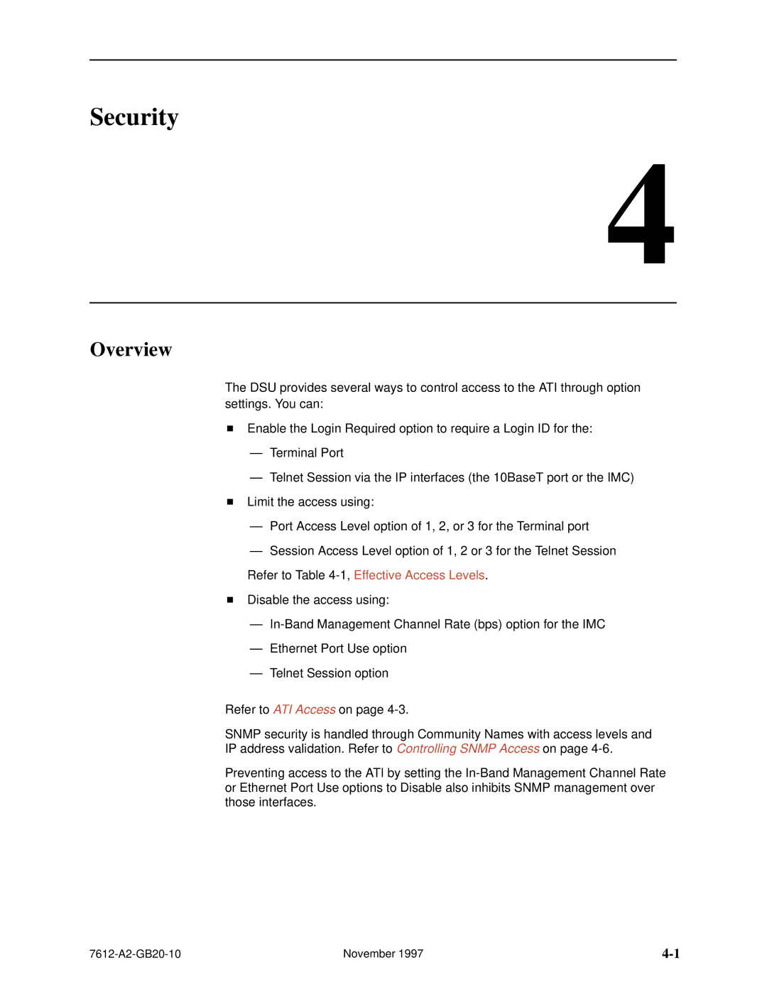 Paradyne 7612 SNMP DSU manual Security, Overview 