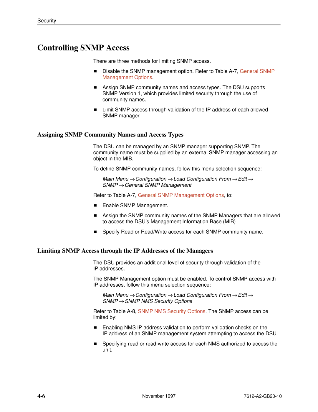 Paradyne 7612 SNMP DSU manual Controlling Snmp Access, Assigning Snmp Community Names and Access Types 