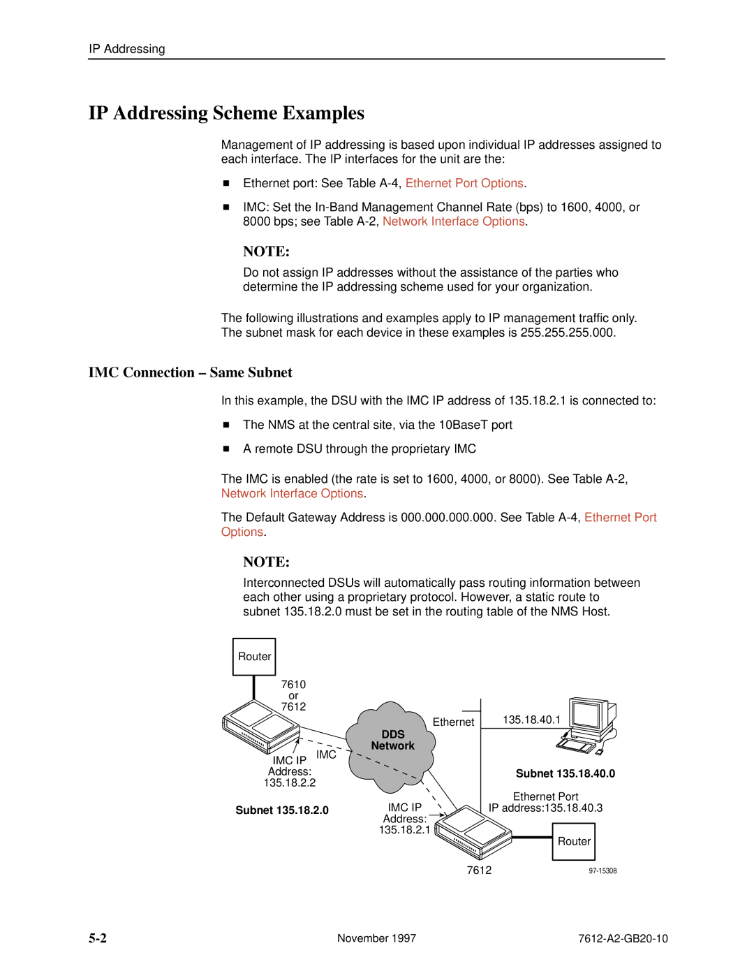 Paradyne 7612 SNMP DSU manual IP Addressing Scheme Examples, IMC Connection ± Same Subnet 