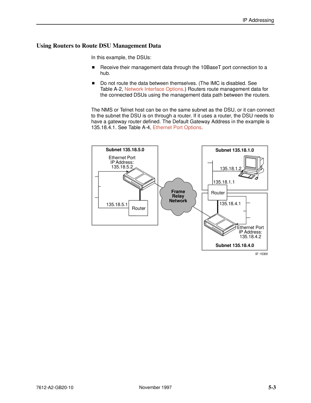 Paradyne 7612 SNMP DSU manual Using Routers to Route DSU Management Data, Frame Relay Network 