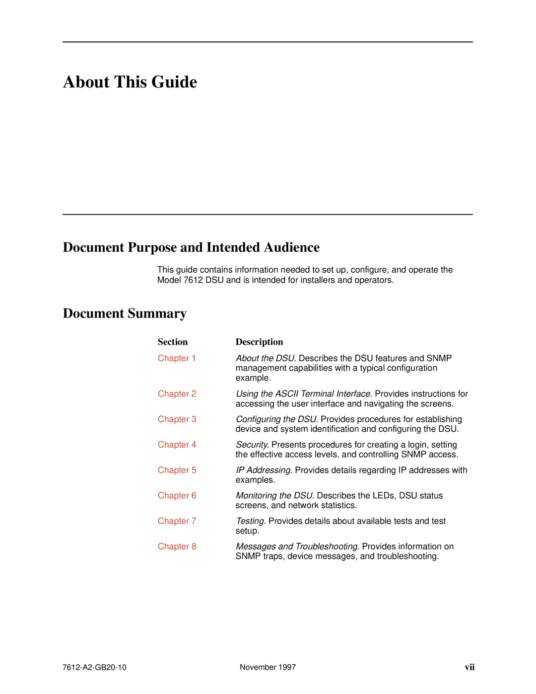 Paradyne 7612 SNMP DSU manual About This Guide, Document Purpose and Intended Audience, Document Summary 