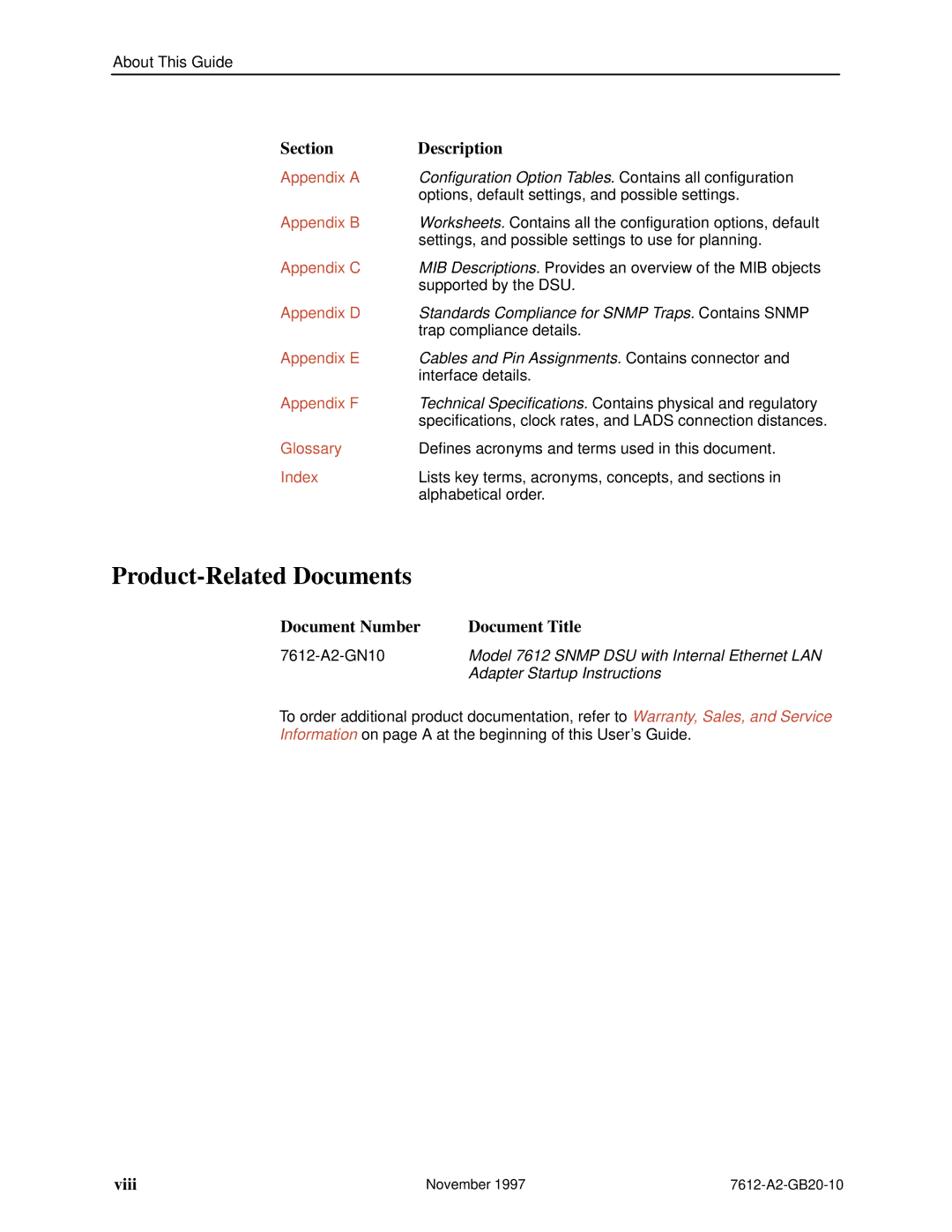 Paradyne 7612 SNMP DSU manual Product-Related Documents 