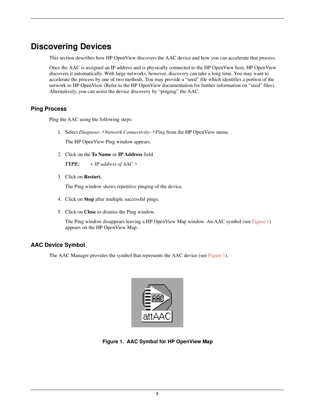 Paradyne 7800-D1-999 manual Discovering Devices, Ping Process, AAC Device Symbol 