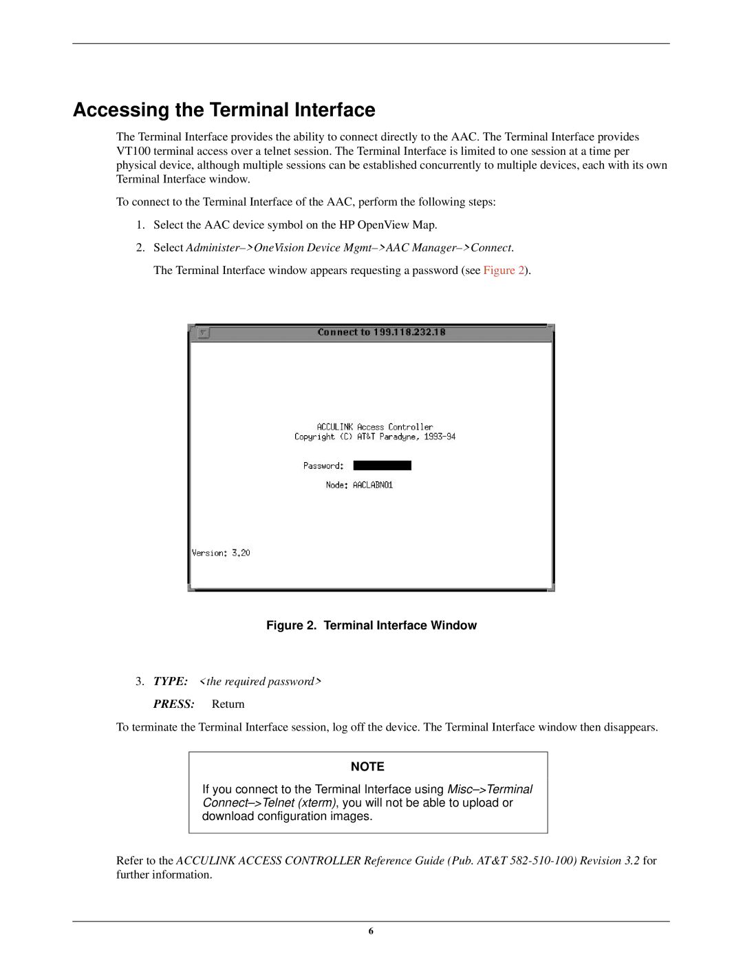 Paradyne 7800-D1-999 manual Accessing the Terminal Interface, Press Return 